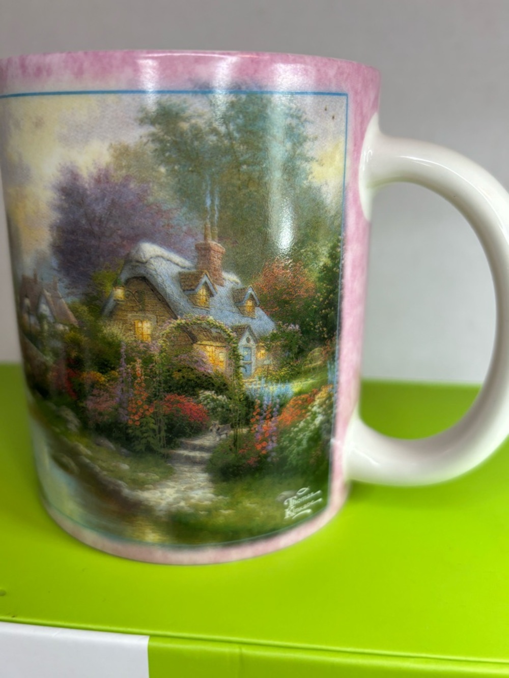 AMCAL 15 oz Ceramic Coffee Mug Lamplight Bridge Thomas Kinkade Microwave Safe